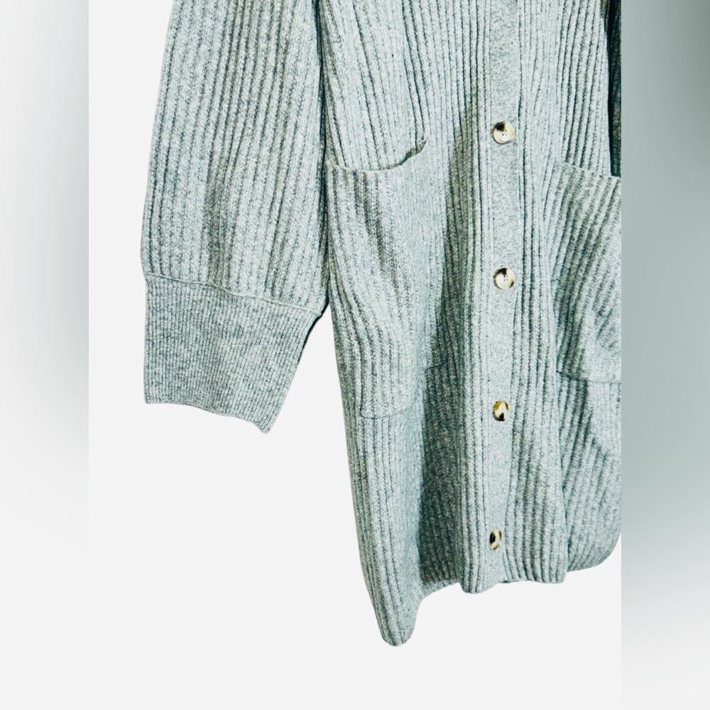 Free People Sandstorm Heather Grey Soft Button Emmy Long Cardigan Sweater - Picture 14 of 16